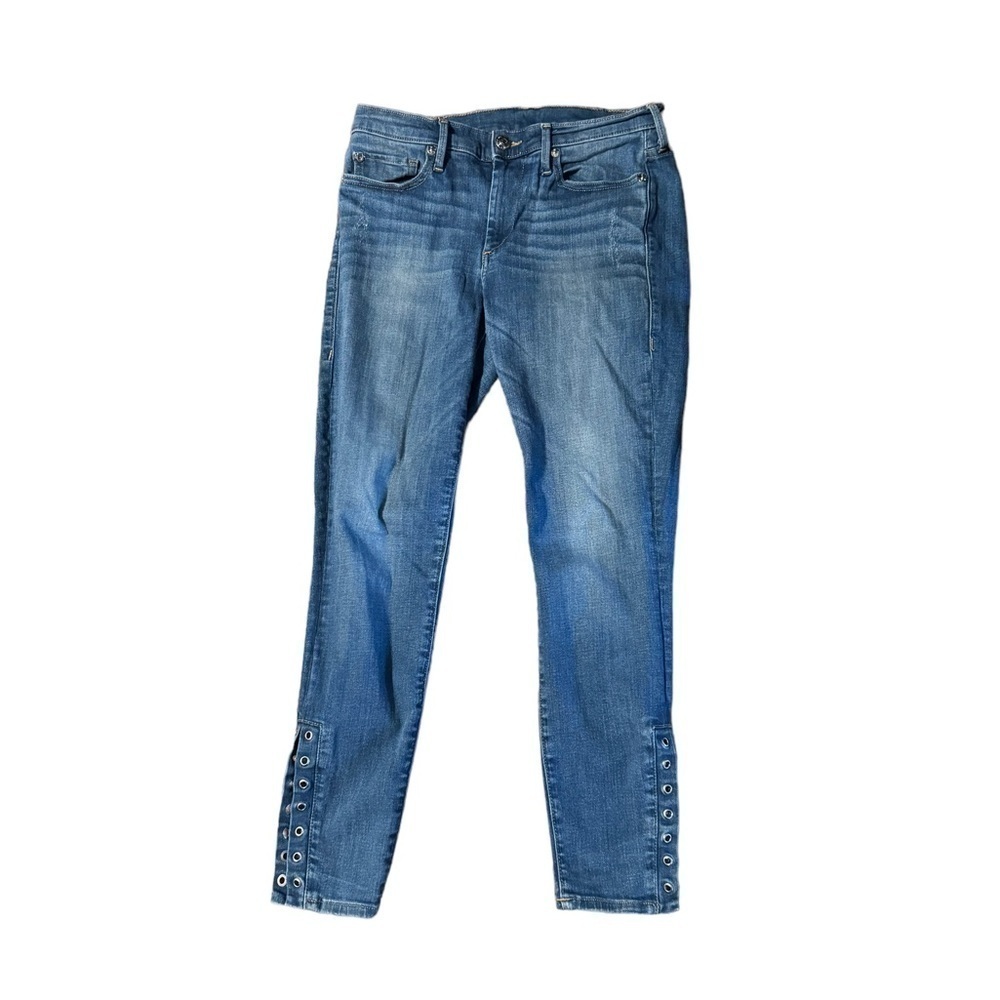 True Religion Women’s Halle Mid Rise Eyelet Jeans Size 29 Super Skinny Stretch
